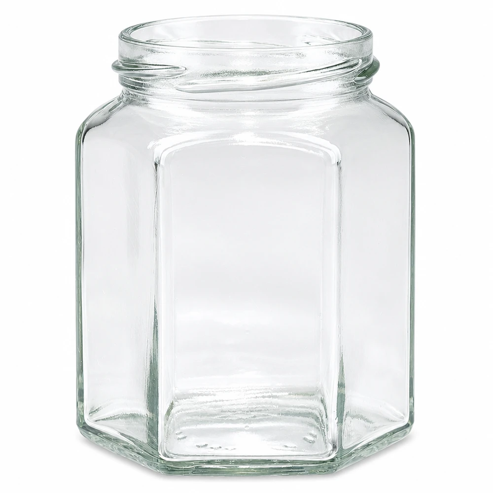 Frasco de conserva hexagonal UNiTWIST Hexa288 288ml TO63 transparente sem tampa