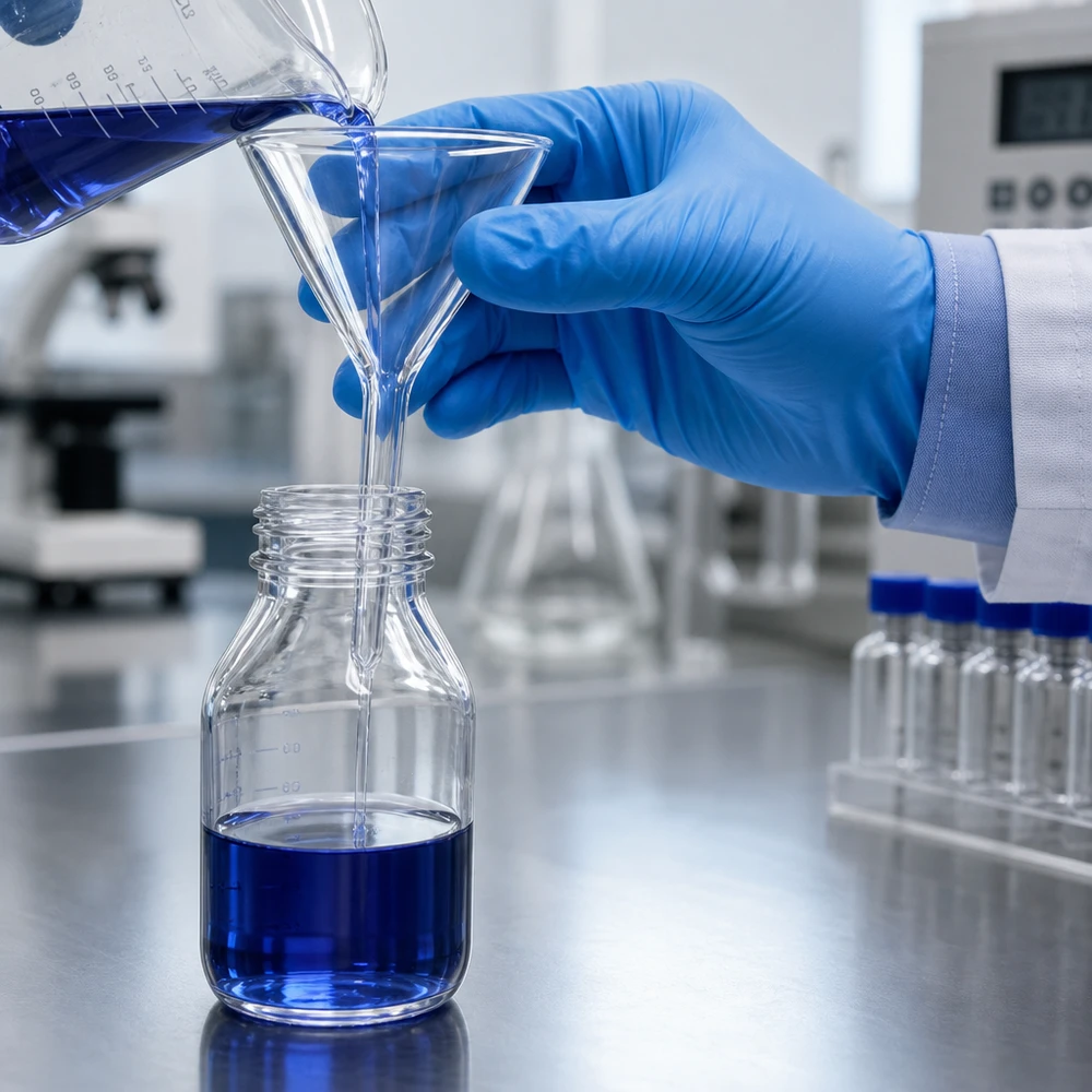 Funil ø35mm cal sodada, ângulo 60°, estilo curto Funil de vidro compacto com 35 mm de diâmetro e pega curta para um trabalho eficiente no laboratório