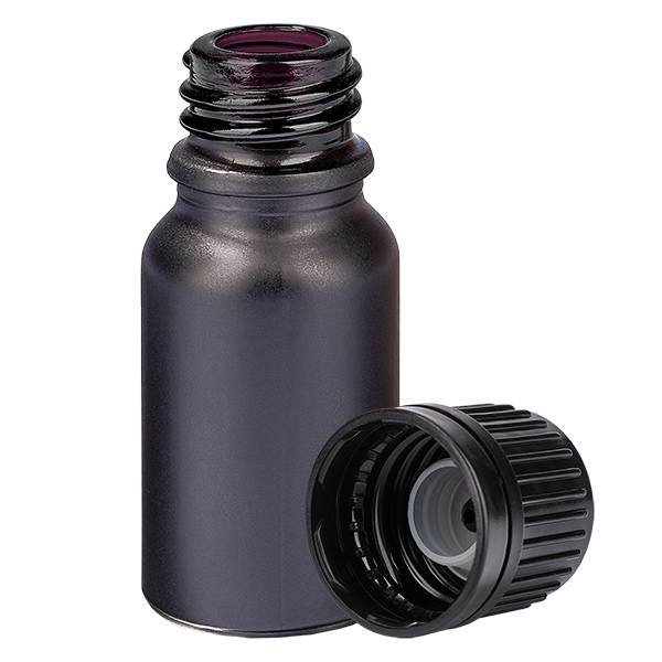 Frasco de 10ml (globule) 3mm anel de vazamento preto fecho inviolável BlackL. UT18/10 Frasco de 10ml (globule) 3mm anel de vazamento preto fecho inviolável BlackL. UT18/10