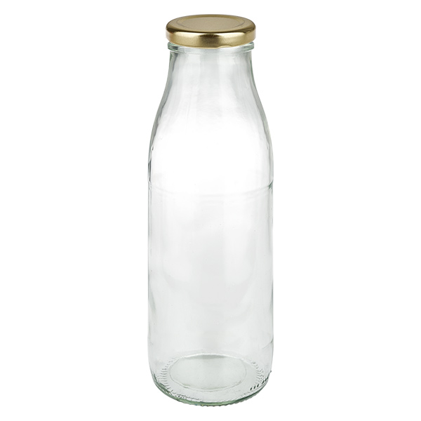 Garrafa de vidro de 500 ml + tampa BasicSeal dourada UNiTWIST