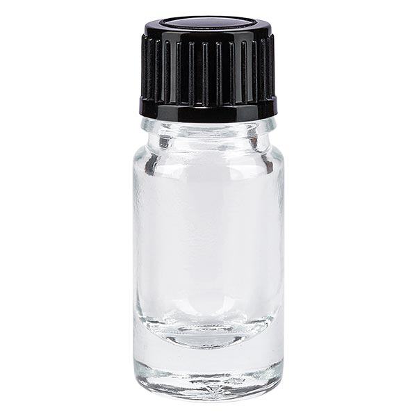 Frasco de farmácia transparente 5ml tampa conta-gotas 1mm preto standard