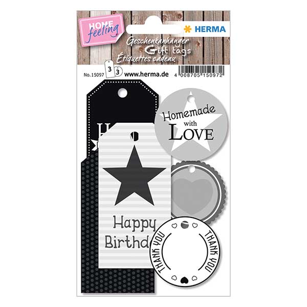 Etiqueta para presente "Preto e branco" (6 peças)