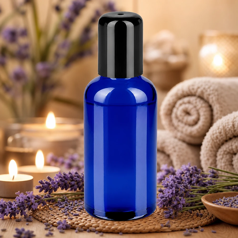 Frasco roll-on de 50ml preto com tampa standard BlueLine UT18/50 Frasco roll-on STD BlueLine UT18/50 de 50 ml com design elegante e tampa roll-on preta