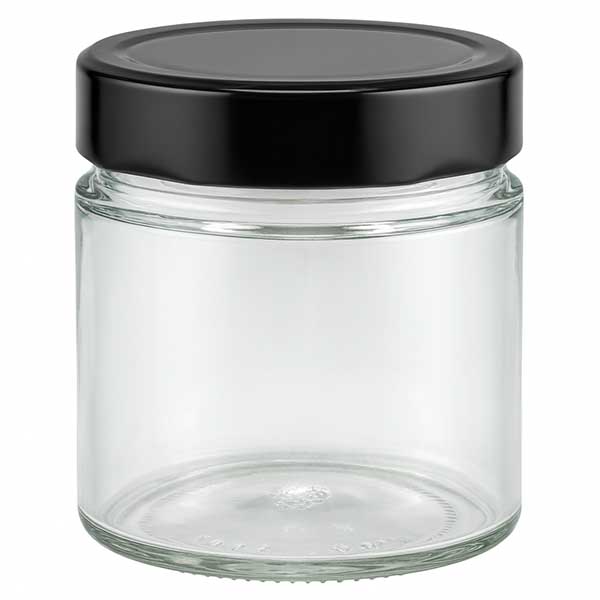 Frasco redondo de 135 ml + tampa BasicSeal preta profunda UNiTWIST