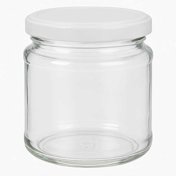 Frasco redondo de 212 ml com tampa BasicSeal branca UNiTWIST