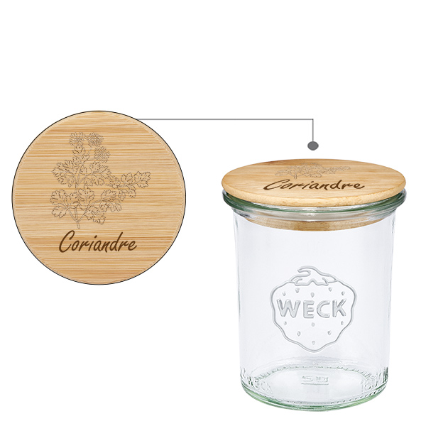 Boina em madeira "Coriandre" com verniz WECK à pied 160ml Boina em madeira "Coriandre" com verniz WECK à pied 160ml