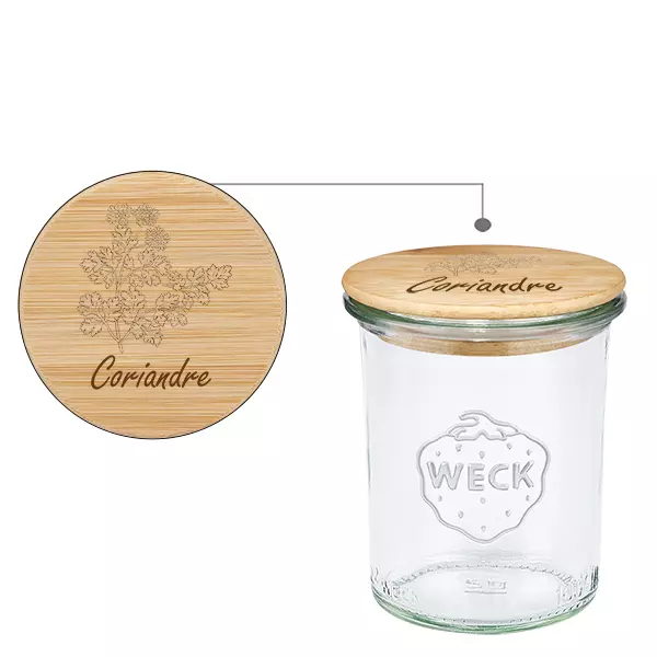 Boina em madeira "Coriandre" com verniz WECK à pied 160ml Boina em madeira "Coriandre" com verniz WECK à pied 160ml