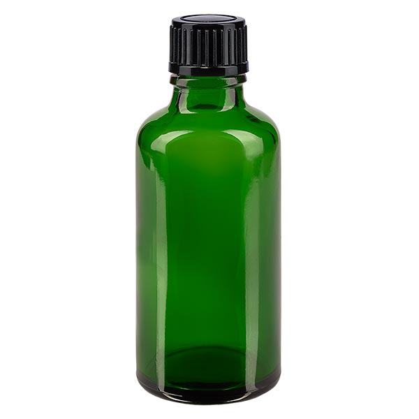Frasco de farmácia verde 50ml tampa conta-gotas 1mm preto padrão Frasco de farmácia verde 50ml tampa conta-gotas 1mm preto padrão