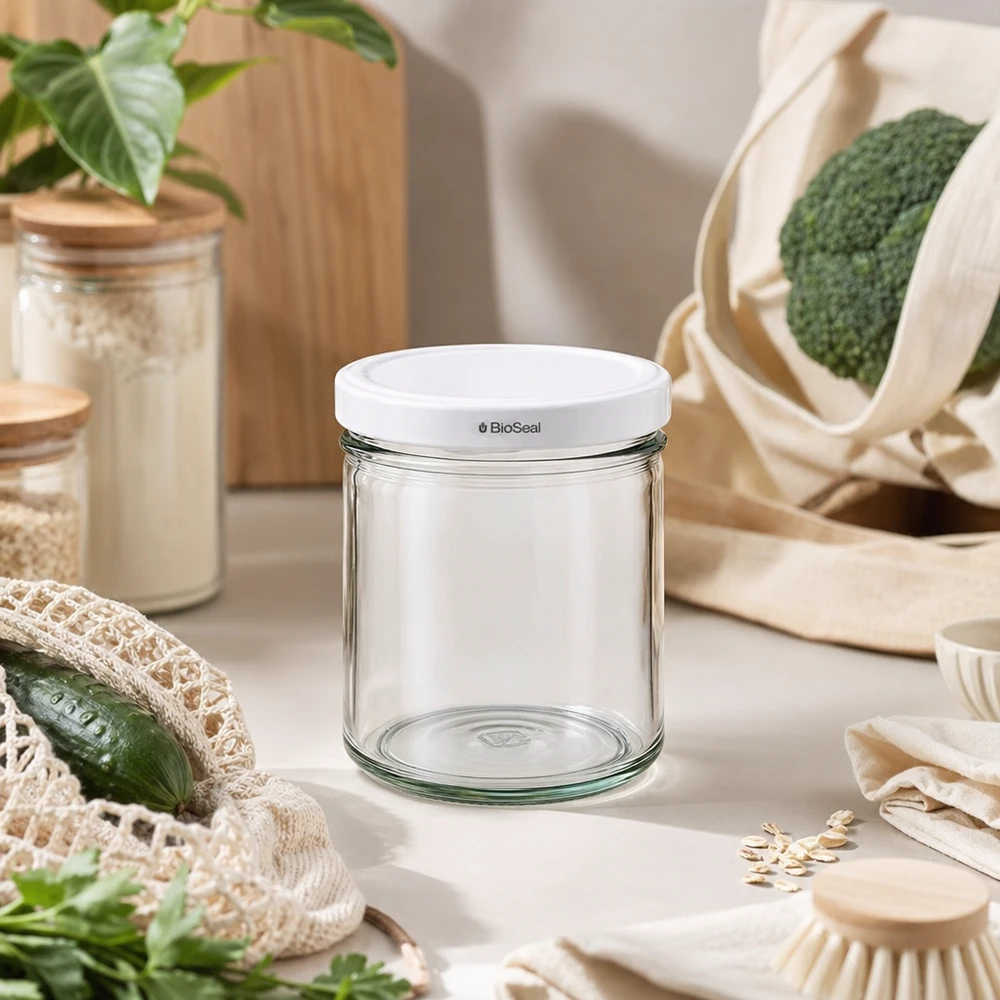 Copos de vidro de 167 ml com tampa BioSeal branca UNiTWIST UNiTWIST Sturz167 Glas mit BioSeal Deckel nachhaltiges Wohnen Zero Waste Küche Öko-Lifestyle Naturmaterialien