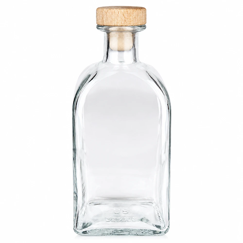 Garrafa de vidro de 500 ml Julia com pega de madeira rolha UNiTWIST transparente vazia Foto do produto independente