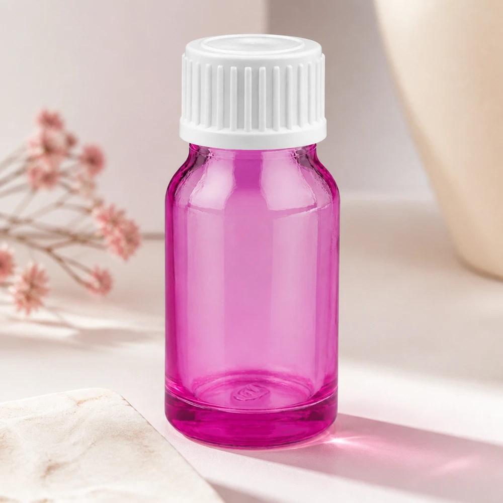 Frasco conta-gotas de 10ml 0,9mm branco padrão PurpleLine. UT18/10 Frasco conta-gotas compacto de 10 ml em violeta elegante com tampa de rosca branca para substâncias líquidas