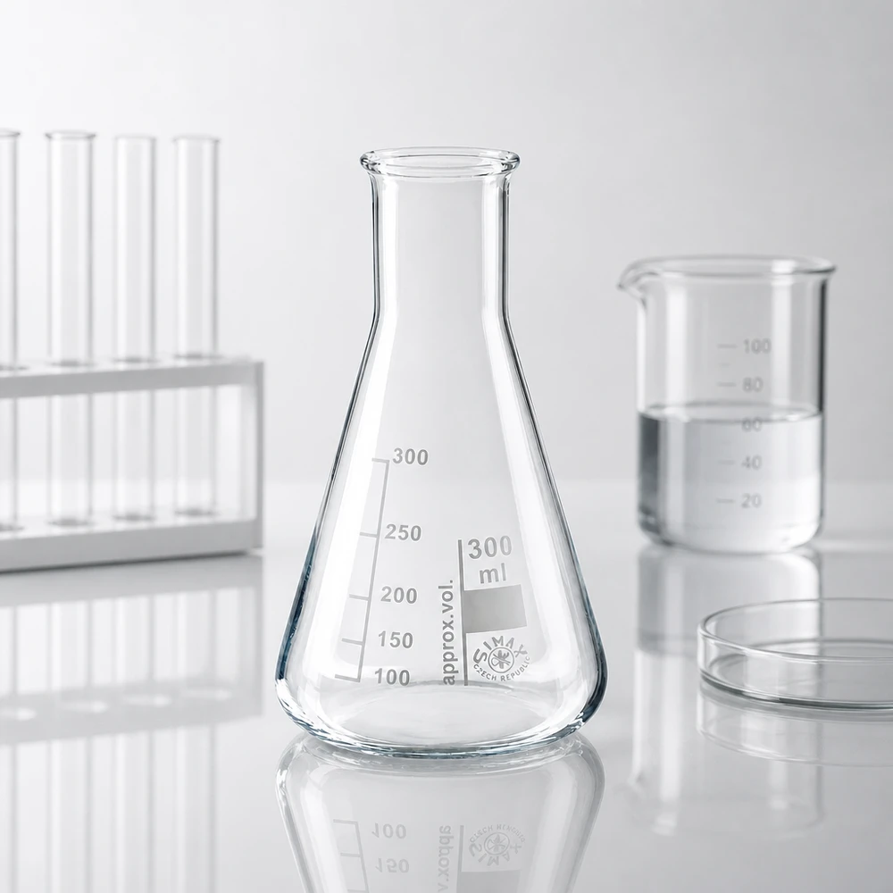 Frasco Erlenmeyer 300ml com gargalo estreito Frasco Erlenmeyer 300ml com gargalo estreito
