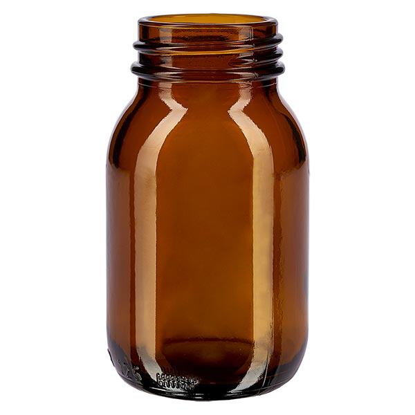 Frasco de 125 ml com gargalo largo em vidro âmbar