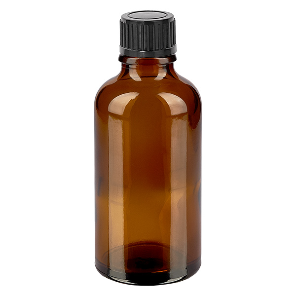Frasco de 50ml com tampa de rosca de 11mm preta Standard BrownLine UT18/50