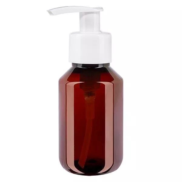 Frasco PET 100ml com bomba doseadora branca Frasco PET 100ml com bomba doseadora branca