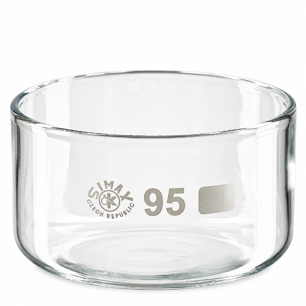 300ml Kristallisierschale ohne Ausguss Borosilikat ø95mm Taça de cristalização de 300 ml em vidro borossilicato, sem bico, transparente, cilíndrica, com 95 mm de diâmetro