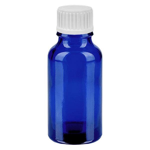 Frasco de 20ml (globule) 3mm GR com fecho standard branco AzulL. UT18/20