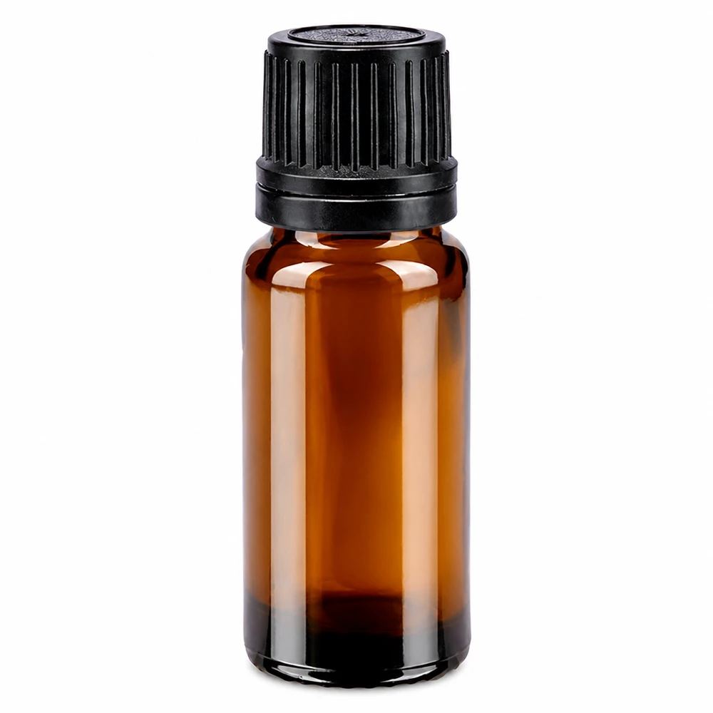 Frasco de farmácia castanho 10ml tampa conta-gotas anel de vazamento 1mm tampa preta inviolável Frasco de vidro castanho de 10 ml com tampa OV preta e conta-gotas de 1 mm em vidro de farmácia
