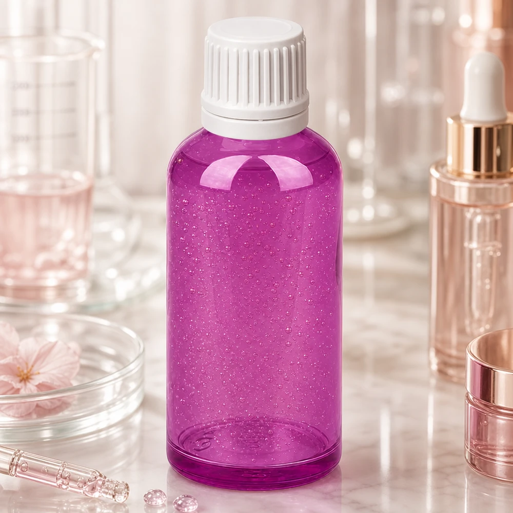 Frasco conta-gotas de 50 ml com tampa de rosca Originality branca de 0,7 mm PurpleLine UT18/50 Frasco de plástico transparente roxo de 50 ml com abertura de conta-gotas precisa de 0,7 mm para aplicações laboratoriais