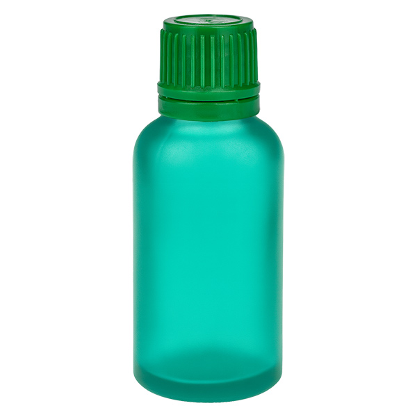 Frasco de 30 ml com tampa de rosca de 11 mm verde com fecho inviolável GreenLine UT18/30