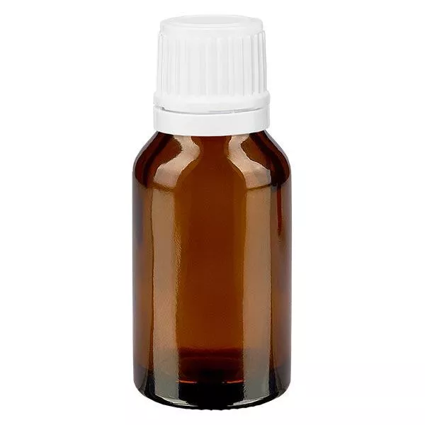 Frasco de farmácia castanho 30ml tampa conta-gotas 1.2mm branco fecho inviolável
