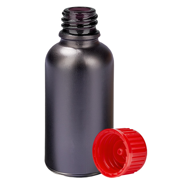 Frasco de 30 ml com tampa de rosca de 11 mm vermelha Standard BlackLine UT18/30 Frasco de 30 ml com tampa de rosca de 11 mm vermelha Standard BlackLine UT18/30