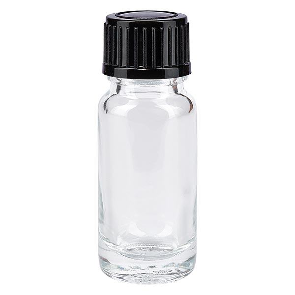 Frasco de farmácia transparente 10ml com tampa de rosca preta standard Frasco de farmácia transparente 10ml com tampa de rosca preta standard