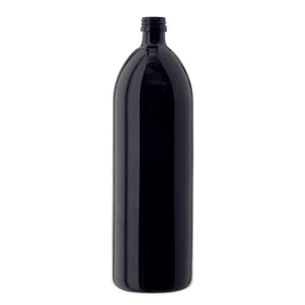 Garrafa de água de vidro violeta de 1000 ml, redonda, DIN PP28Tampa padrão Garrafa de água de vidro violeta de 1000 ml, redonda, DIN PP28Tampa padrão