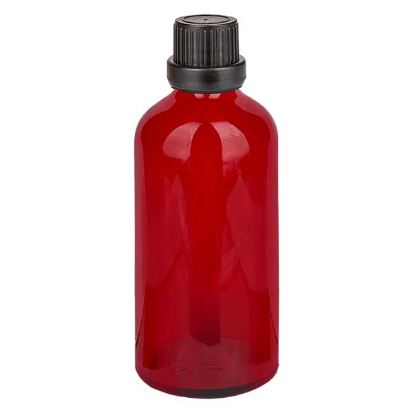 Frasco conta-gotas de 100 ml com tampa inviolável de 2 mm RedL. UT18/100 Frasco conta-gotas de 100 ml com tampa inviolável de 2 mm RedL. UT18/100