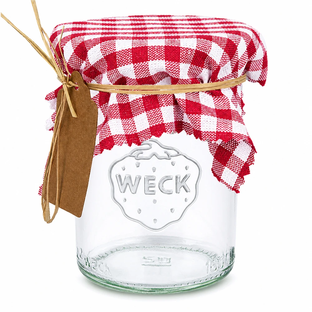 Cobertura para jóias em tecido xadrez bordeaux quadrado 12cm Guardanapo decorativo de tecido bordô xadrez de 12 cm quadrados em frasco com padrão de guingão vermelho e etiqueta castanha
