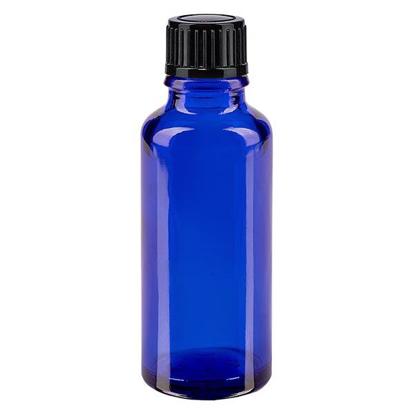 Frasco de farmácia azul 30ml tampa de rosca preta standard Frasco de farmácia azul 30ml tampa de rosca preta standard