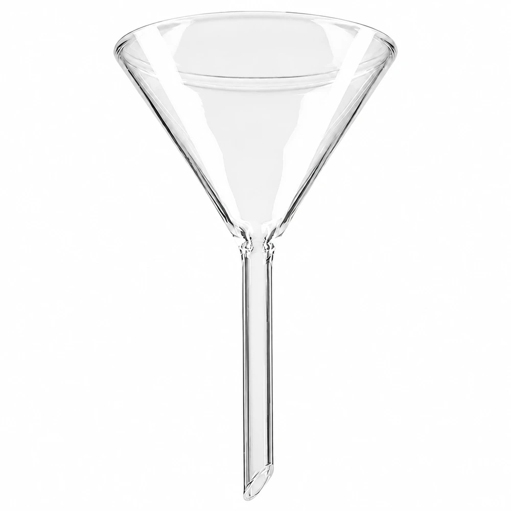 Funil ø75mm borosilicato ângulo 60 estilo curto Funil de borosilicato com 75 mm de diâmetro e ângulo de 60 graus para aplicações laboratoriais
