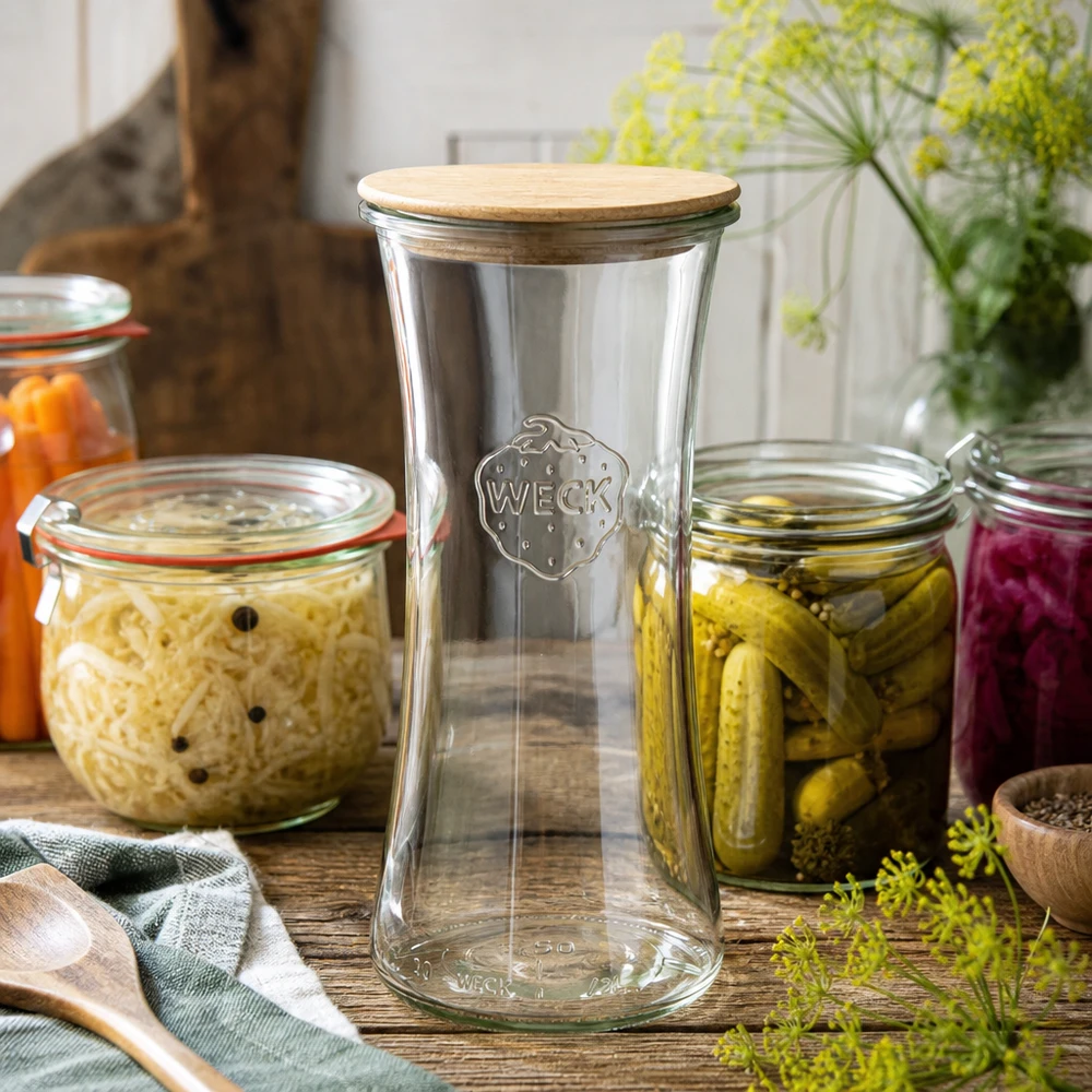 Frasco de charcutaria de 700ml WECK RR80 com tampa de madeira