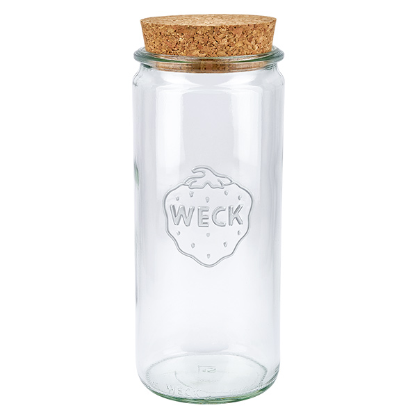 Frasco cilíndrico de 1040ml WECK RR80 com cortiça natural