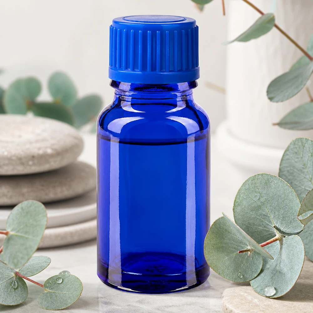 Frasco de 10ml com tampa de rosca de 11mm azul standard BlueLine UT18/10 Frasco de vidro azul-cobalto de 10 ml com proteção UV para substâncias e tinturas sensíveis à luz