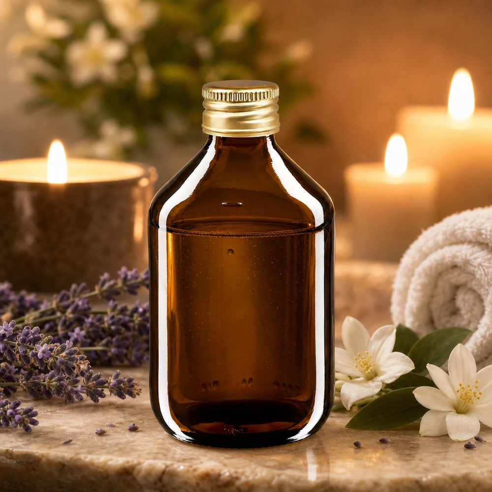 300ml Medizinflasche braun, mit Verschluss gold Aluminium ApoGlas Frasco de medicamento castanho escuro de 300 ml com tampa de alumínio elegante, ideal para aromaterapia