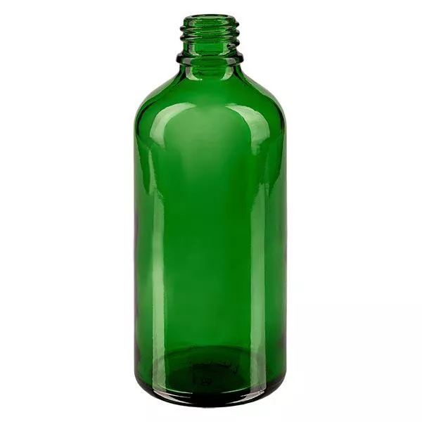 Frasco conta-gotas 100ml DIN 18 anel vertedor vidro verde Frasco conta-gotas 100ml DIN 18 anel vertedor vidro verde