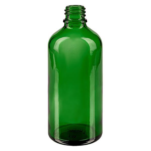 Frasco conta-gotas 100ml DIN 18 anel vertedor vidro verde Frasco conta-gotas 100ml DIN 18 anel vertedor vidro verde