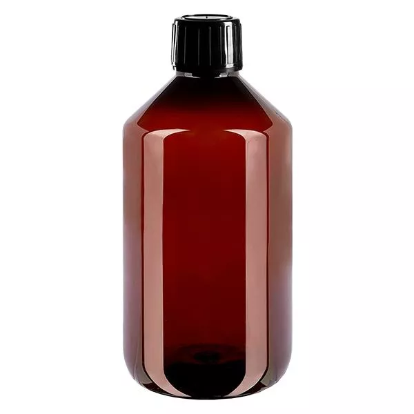 Frasco PET 500ml com tampa inviolável preta Frasco PET 500ml com tampa inviolável preta