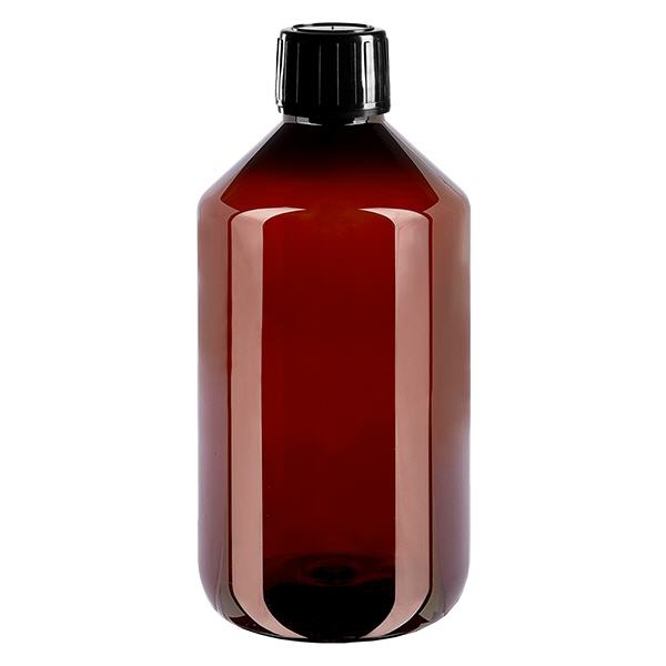 Frasco PET 500ml com tampa inviolável preta Frasco PET 500ml com tampa inviolável preta