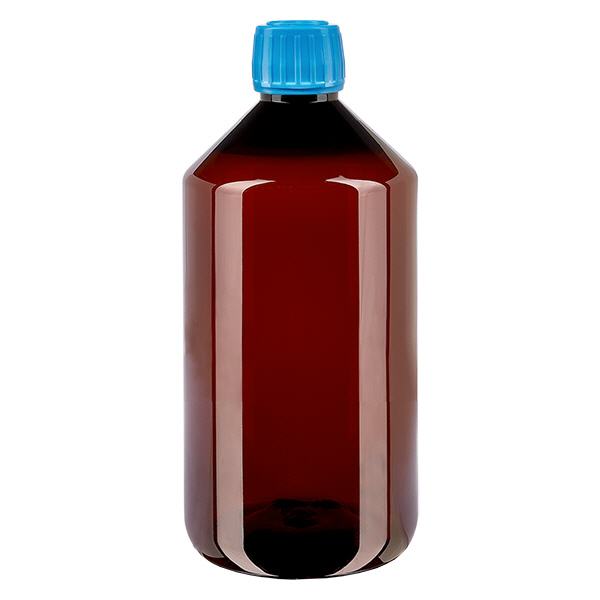 Frasco PET 750ml com tampa inviolável azul Frasco PET 750ml com tampa inviolável azul