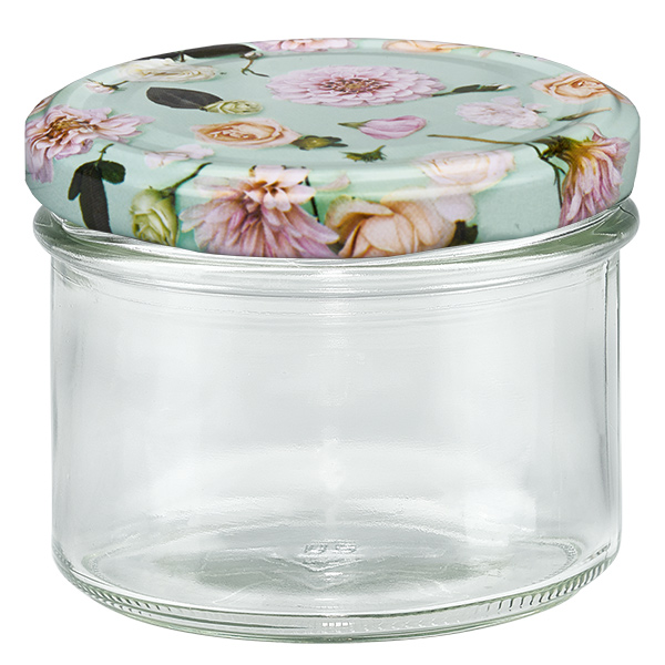 Copos de vidro de 225 ml + tampa BasicSeal flor de menta UNiTWIST