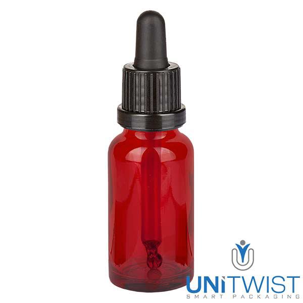 Frasco de farmácia castanho 30ml pipeta branco/vermelho standard Frasco de farmácia castanho 30ml pipeta branco/vermelho standard