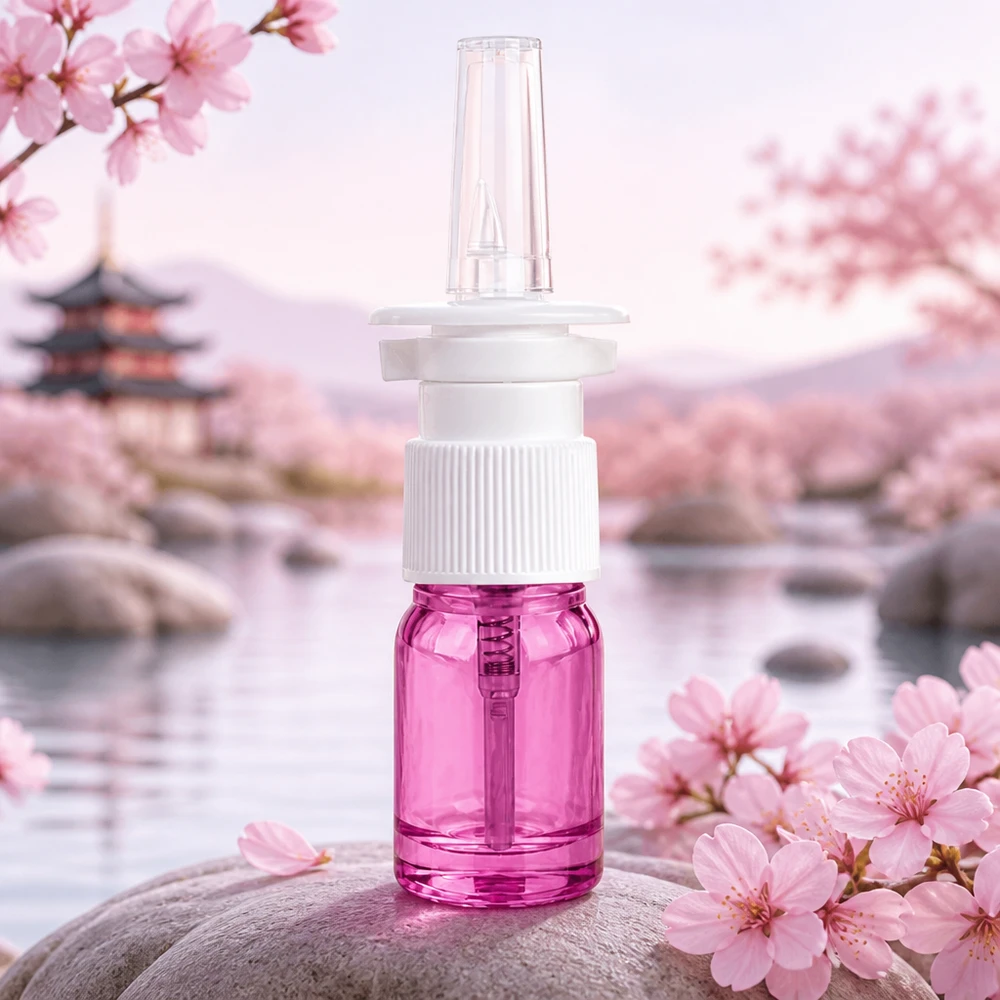 Frasco de spray nasal de 5ml branco/transparente standard PurpleLine UT18/5 Frasco de spray nasal PurpleLine 5ml com rosca padrão UT18/5 para dosagem precisa de soluções médicas