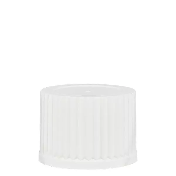 Tampa de rosca com inserção de seringa em polipropileno branco ND 25 Stand. Tampa de rosca com inserção de seringa em polipropileno branco ND 25 Stand.