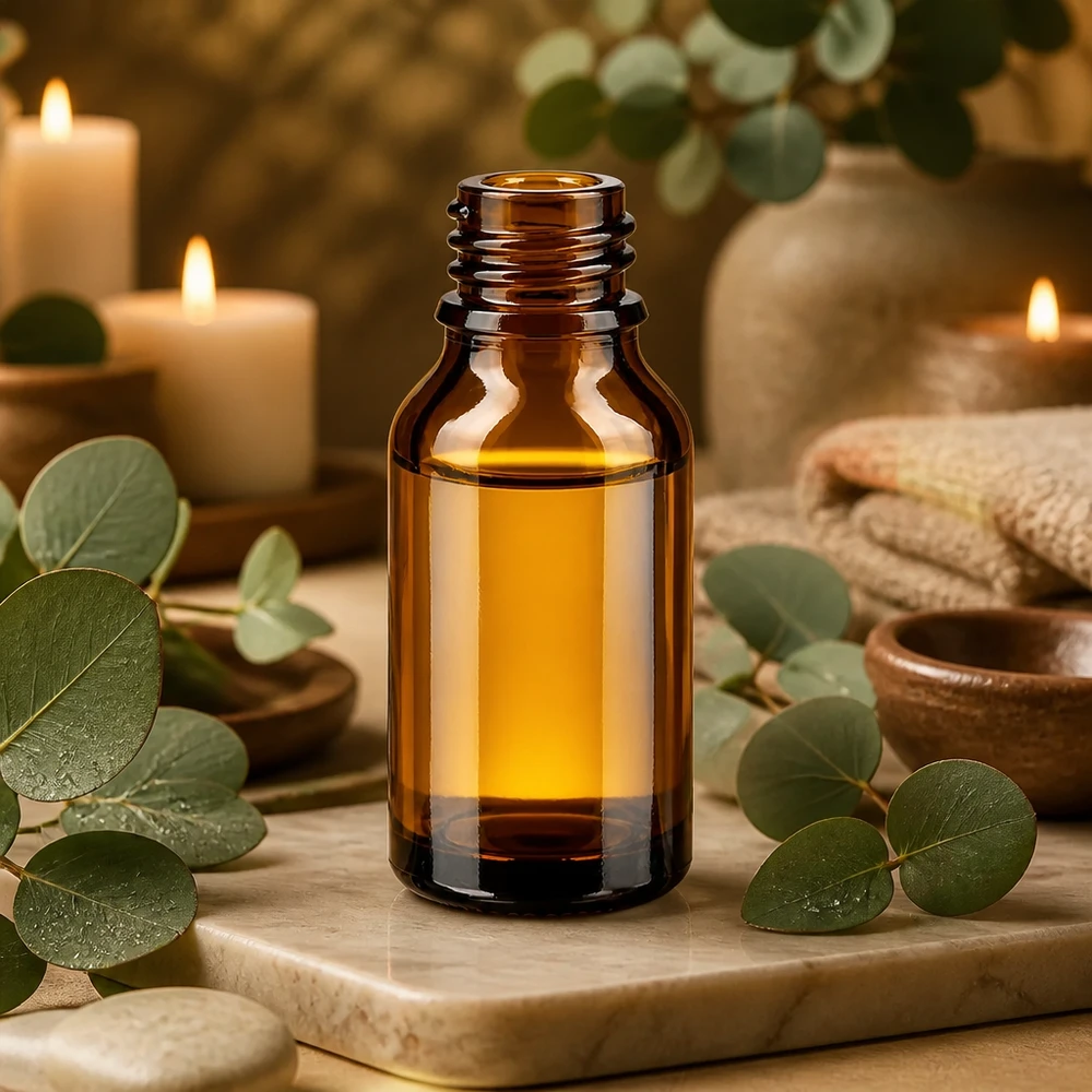 30ml garrafa de vidro castanho farmácia forma alta com óleo amarelo aromaterapia velas ambiente decoração eucalipto