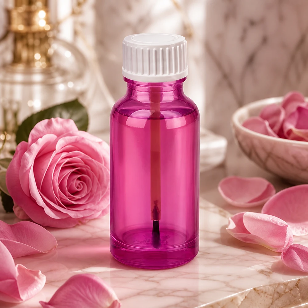 Frasco com pincel de 20 ml branco padrão PurpleLine UT18/20 Frasco com pincel STD de 20 ml com o elegante design Purple Line e a prática tampa UT18/20