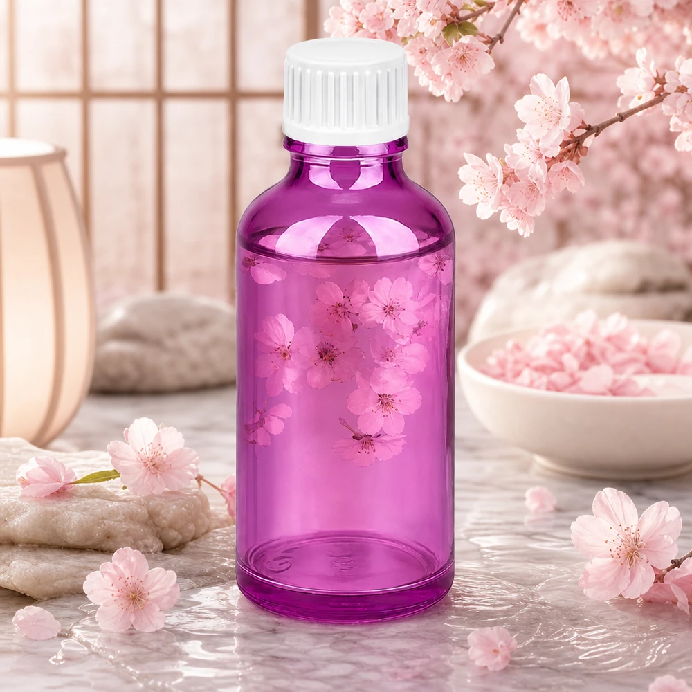 Frasco conta-gotas roxo de 50 ml com rosca standard UT18 para aromaterapia e cosmética profissional