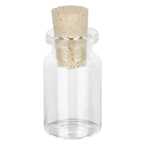 Frasco de vidro transparente 5ml com rolha 11/14mm