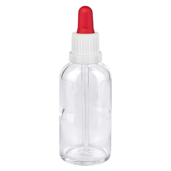 Frasco pipeta de 50ml branco/vermelho com fecho inviolável ClearLine UT18/50 Frasco pipeta de 50ml branco/vermelho com fecho inviolável ClearLine UT18/50